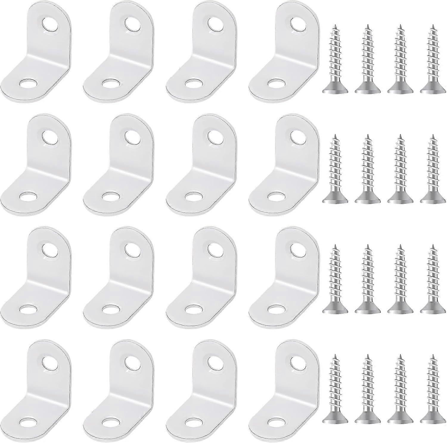 20 Pcs Small Right Angle Bracket White Corner Brace L Shape Shelf Bracket 90