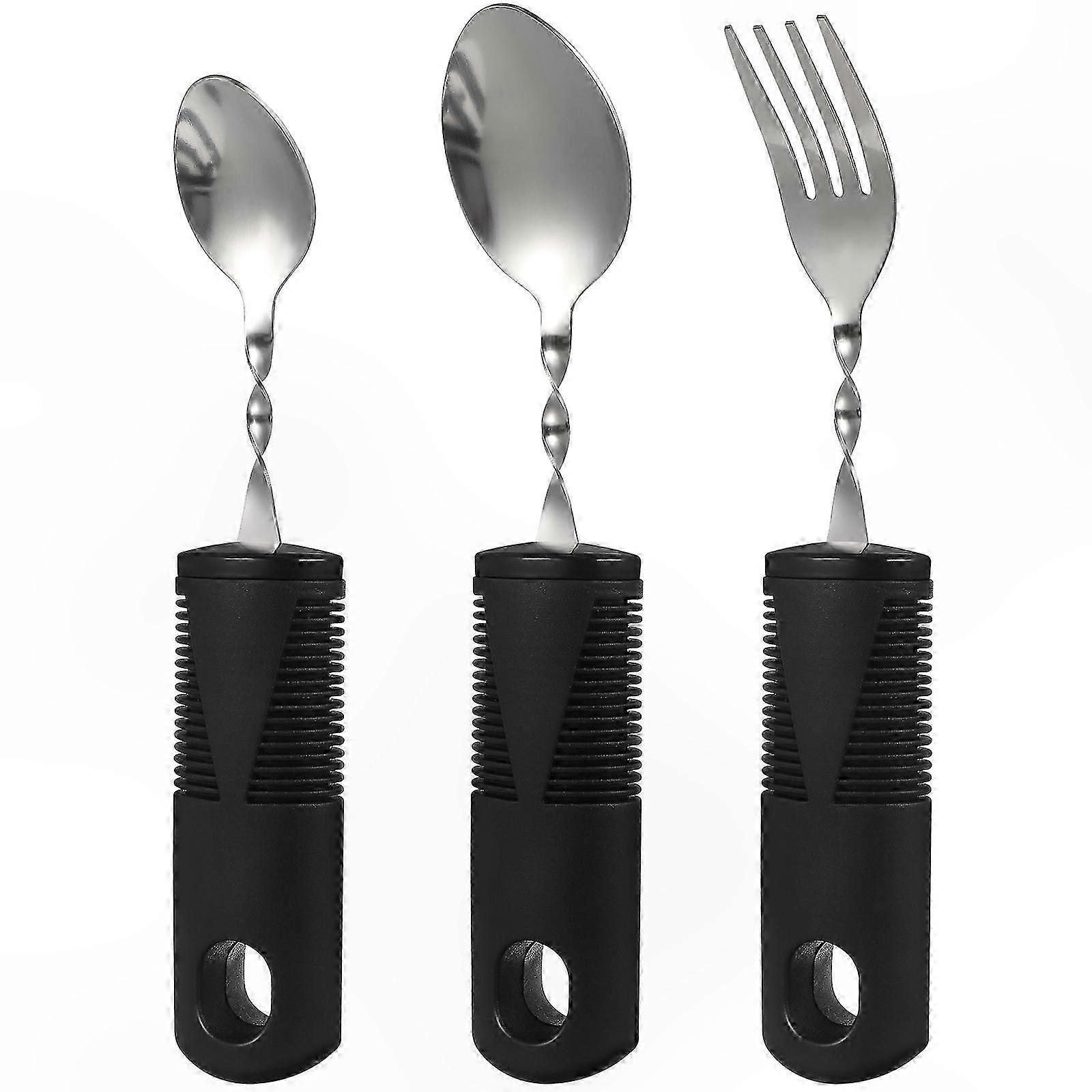 Adaptive Eating Utensils Set for Elderly and Disabilities Non-Slip 3 Pieces