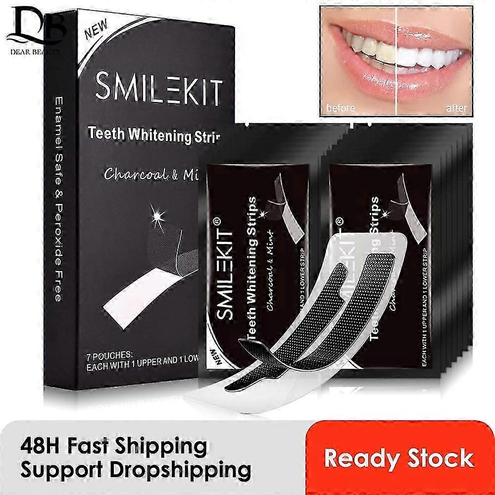 14pcs/carton Teeth Whitening Strips Charcoal Teeth Whitening Strips Remove Coffee Tea Stains Teeth Whitening Kit