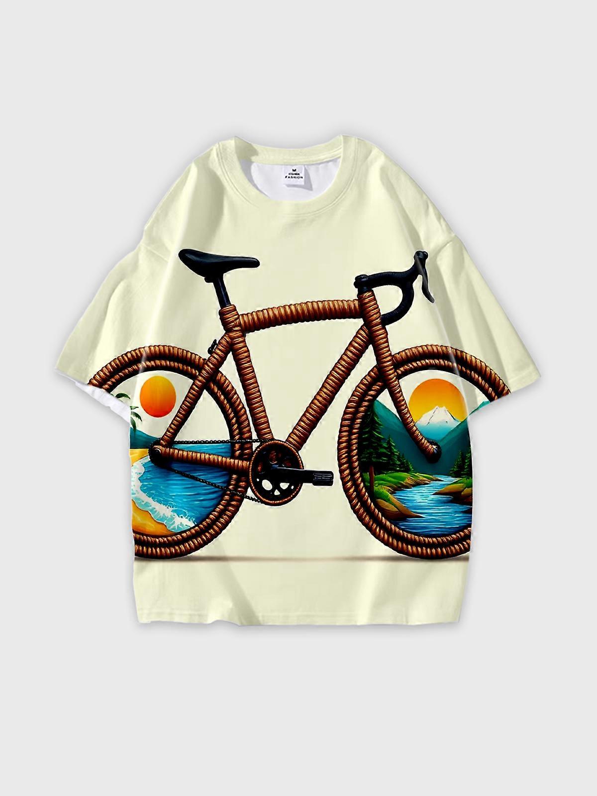 T-Shirt Round Neck, Loose Short Sleeve Pattern Graphic Tee, Unisex Summer Casual Top V3395
