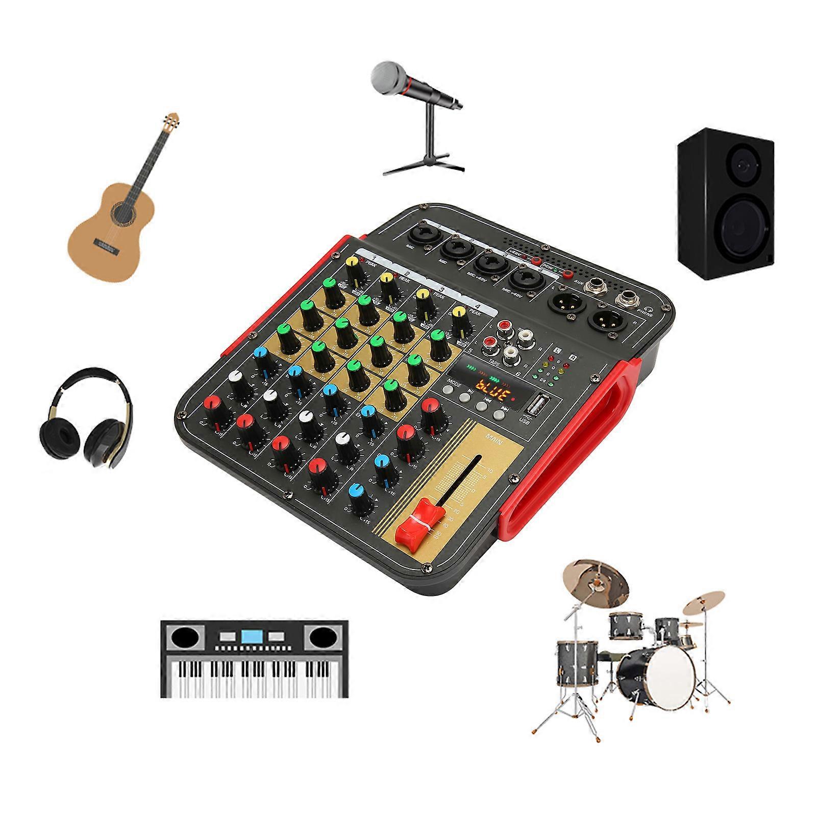 4-Channel Professional Sound Mixer with Bluetooth & USB Playback