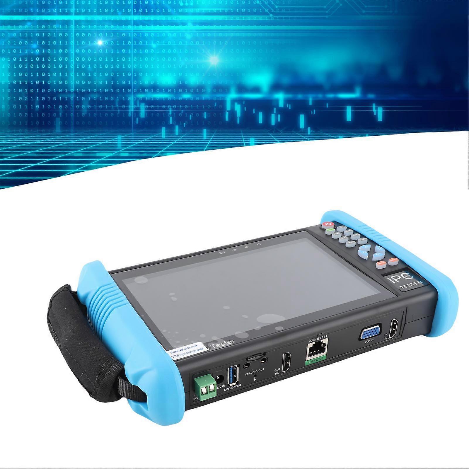 7in Ethernet Network Tester IP and Analog Camera Tester Dual Window Monitoring Tester 100‑240V US Plug 