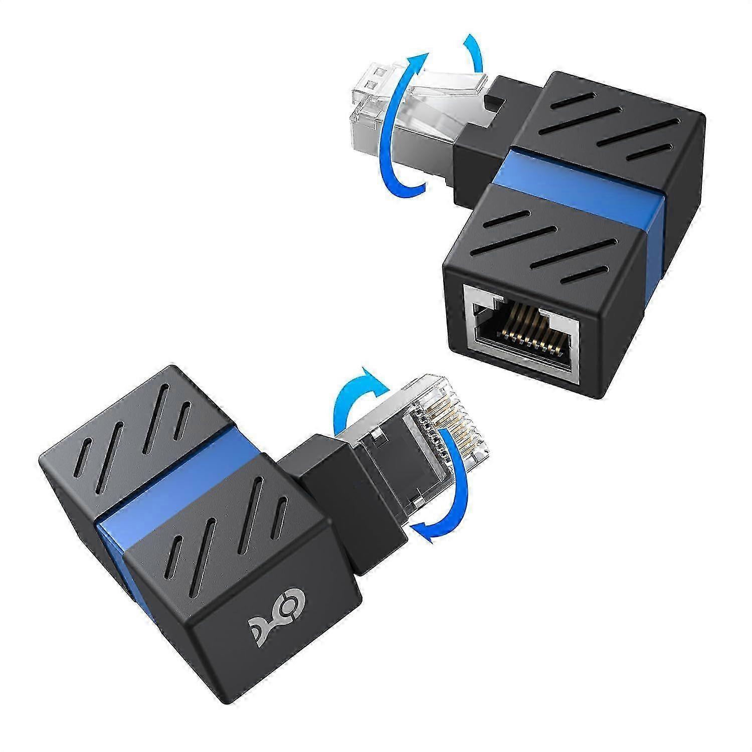 2025 Latest Model 2-Pack 10Gbps 360 Rotatable Cat 6A Right Angle Ethernet