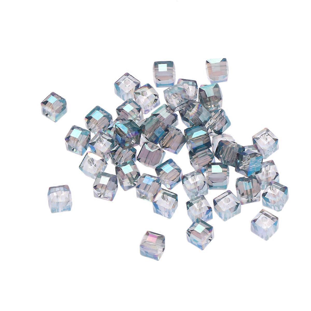 Water Jet Cleaning Crystal Bead Loose Beads 50Pcs Colorful Square Pattern