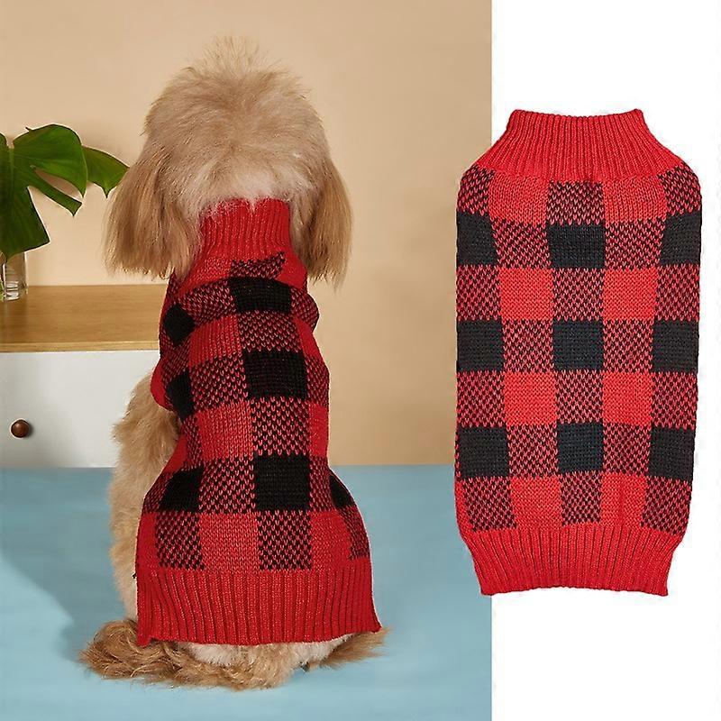 Pet clothing ins style all-match lazy high elastic comfortable sleeveless knitted wool contrast color plaid dog sweater