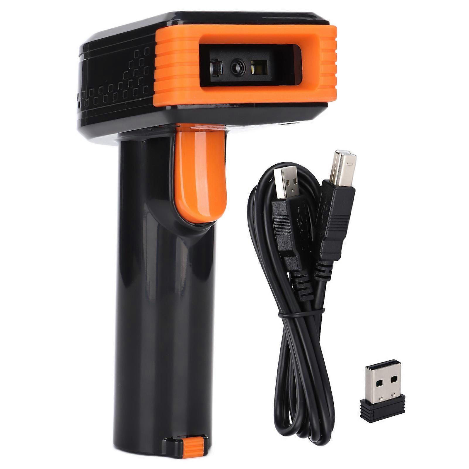 Handheld Wireless Barcode Scanner with LED Screen and Data Cable for Shop Hospital