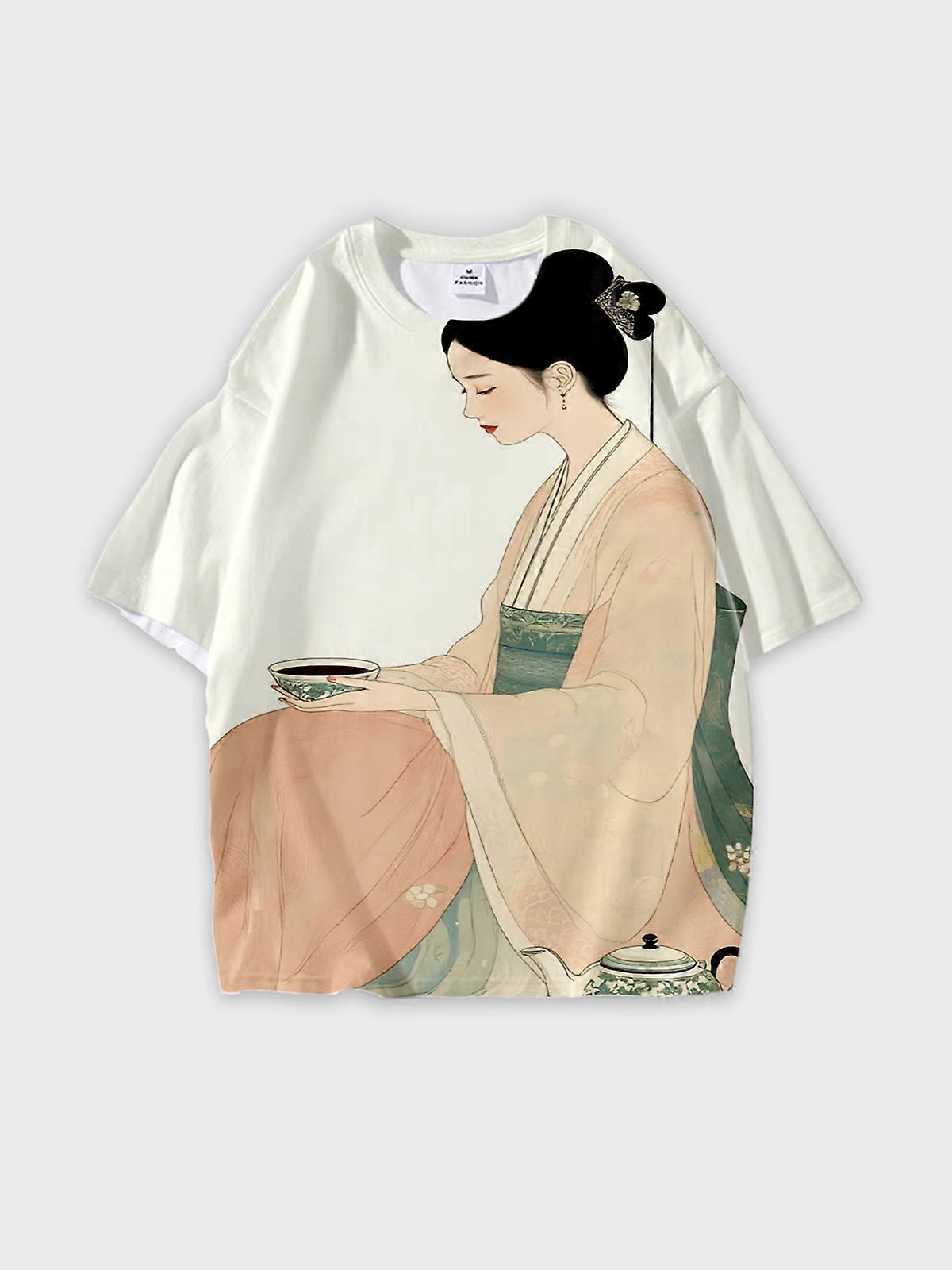 T-Shirt Round Neck, Loose Short Sleeve Pattern Graphic Tee, Unisex Summer Casual Top W2021