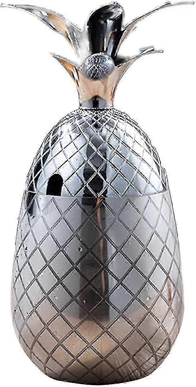 Metal Pineapple Drink Bucket with Lid 550ml for Party Accessories Silver