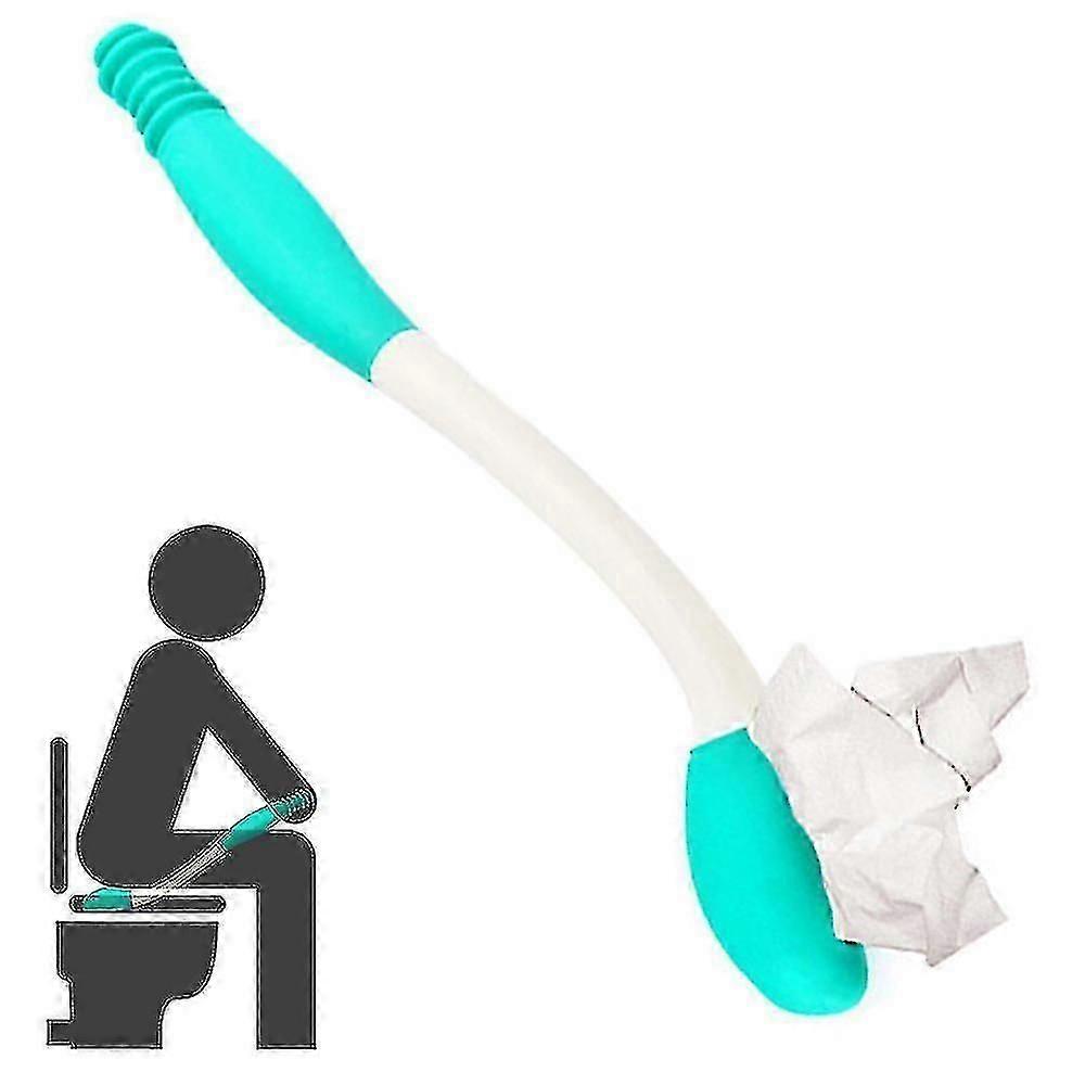 Long Reach Toilet Aid Tool with 40cm Extended Handle for Elderly & Disabled, Grips Toilet Paper & Wipes