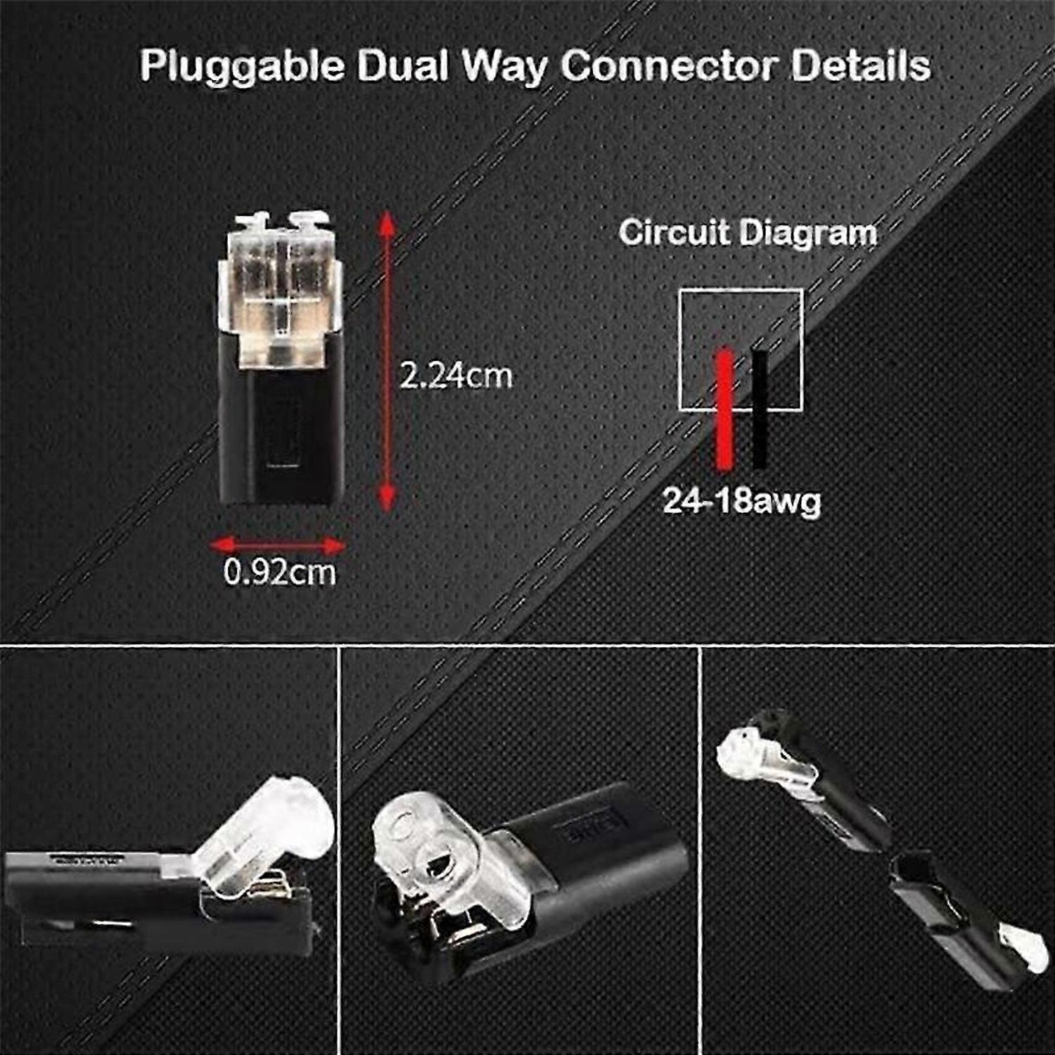 20PCS Double-Wire Plug-in Connector with Locking Buckle 2 Pin 2 Way