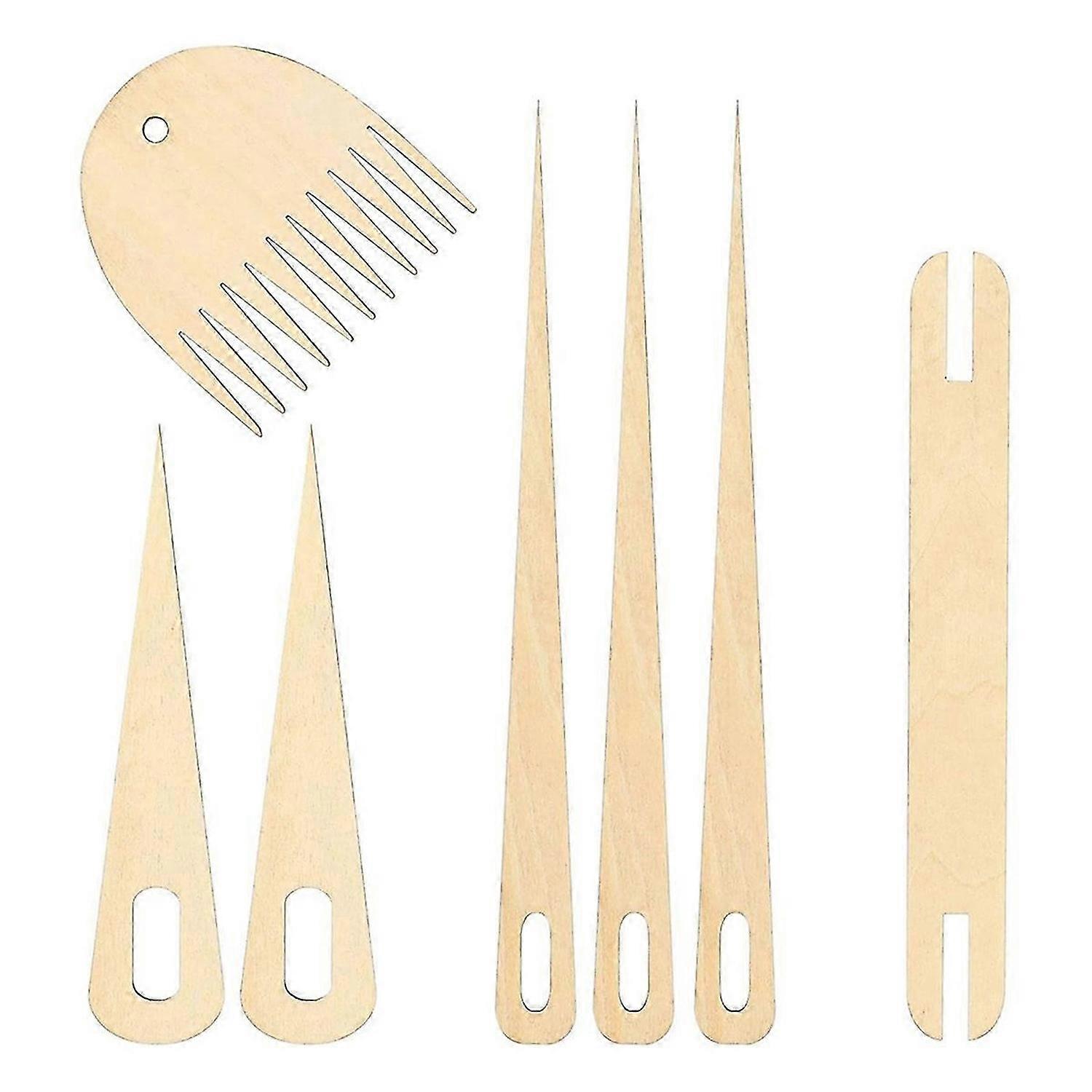 7Pack Wood Hand Loom Stick Set Include 5Pcs Weaving Crochet Needle