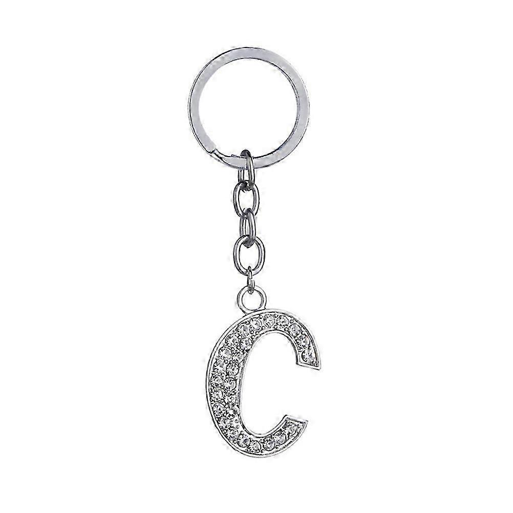 أنيقة معدنية حرف C سلسلة المفاتيح حقيبة الأبجدية قلادة سحر للبالغين والمراهقين 8X3X0.2CM تصميم أنيق 1 حزمة