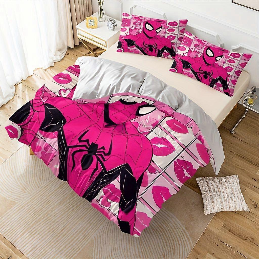 TE762 Marvel 3pcs Spider-Man Cartoon Bedding Set, Super Soft Comfortable Breathable Duvet Cover, Multi Size for Bedroom Guest Room Decor
