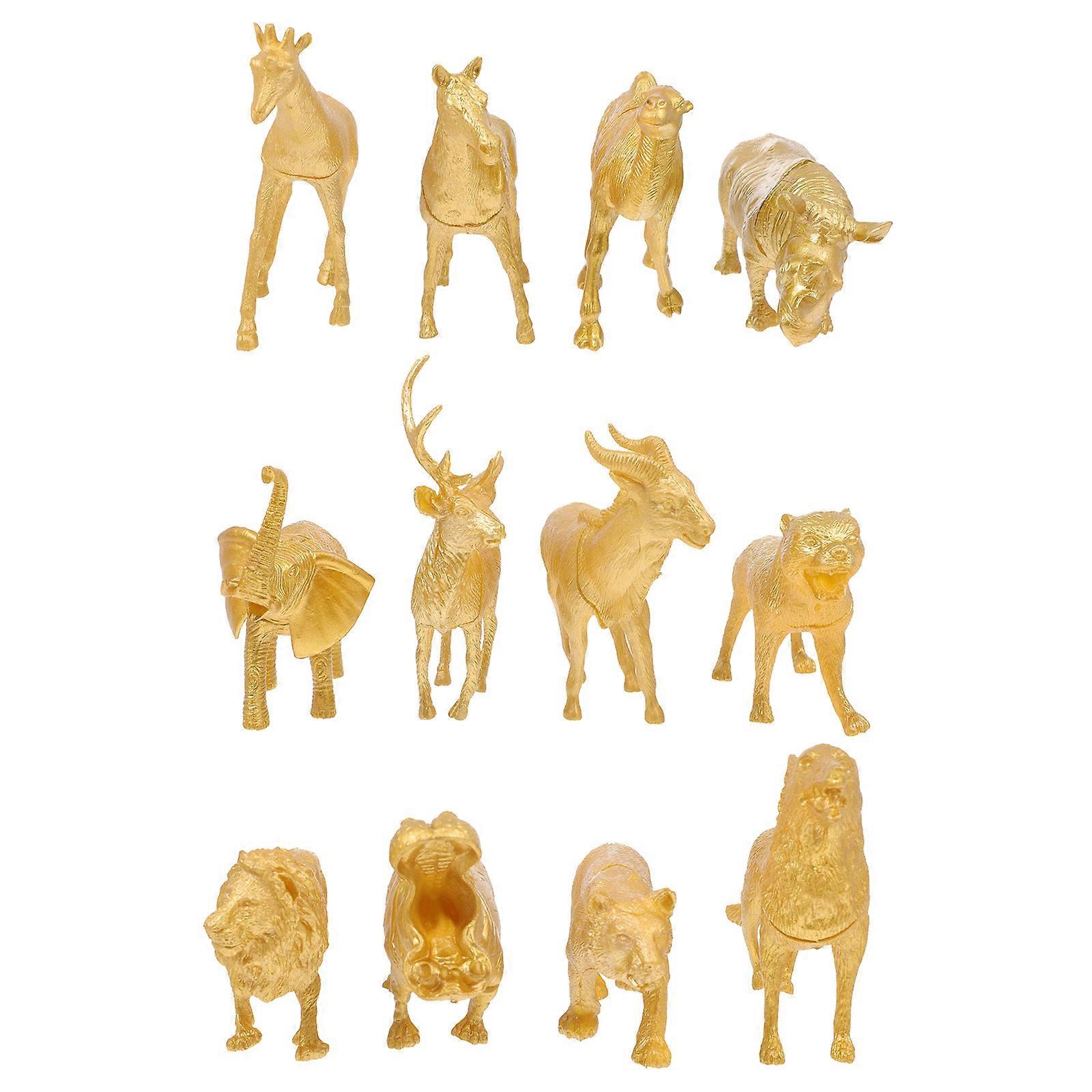Animals Figurine Simulation Animals Model for Decor 1Set Golden PVC