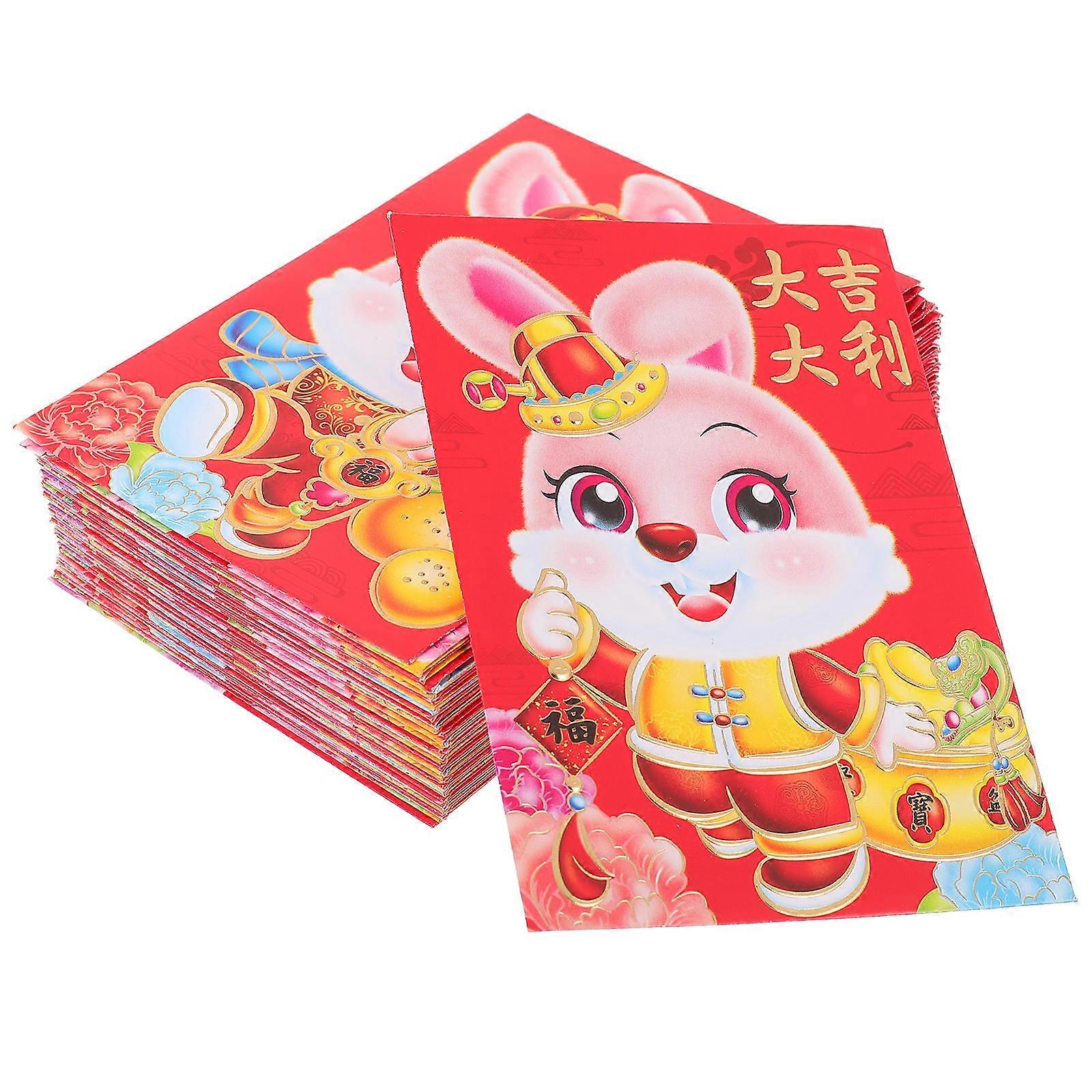 Cartoon Red Packet Paper for Storage 60Pcs Rabbit New Year Envelopes