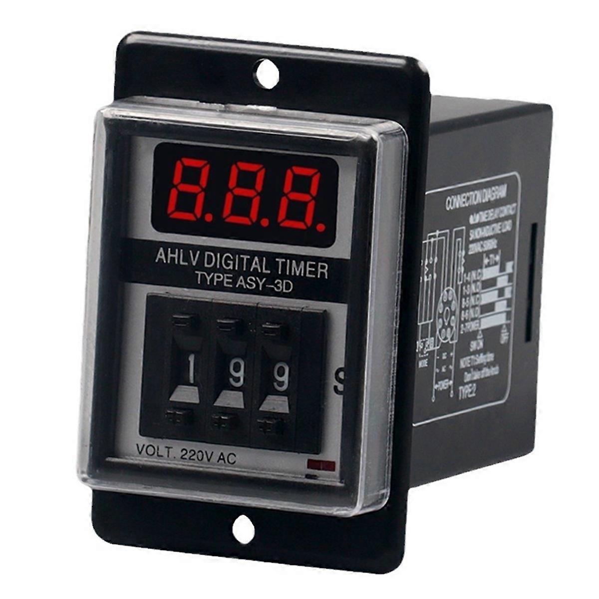 ASY-3D Delay Timer Time Relay 8PIN AC220V Digits Display