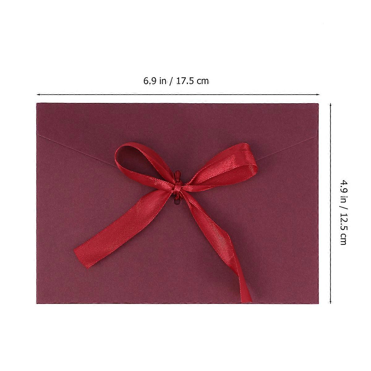 Elegant Retro Bow Envelopes for Cards Use 10Pcs Dark Red Wedding