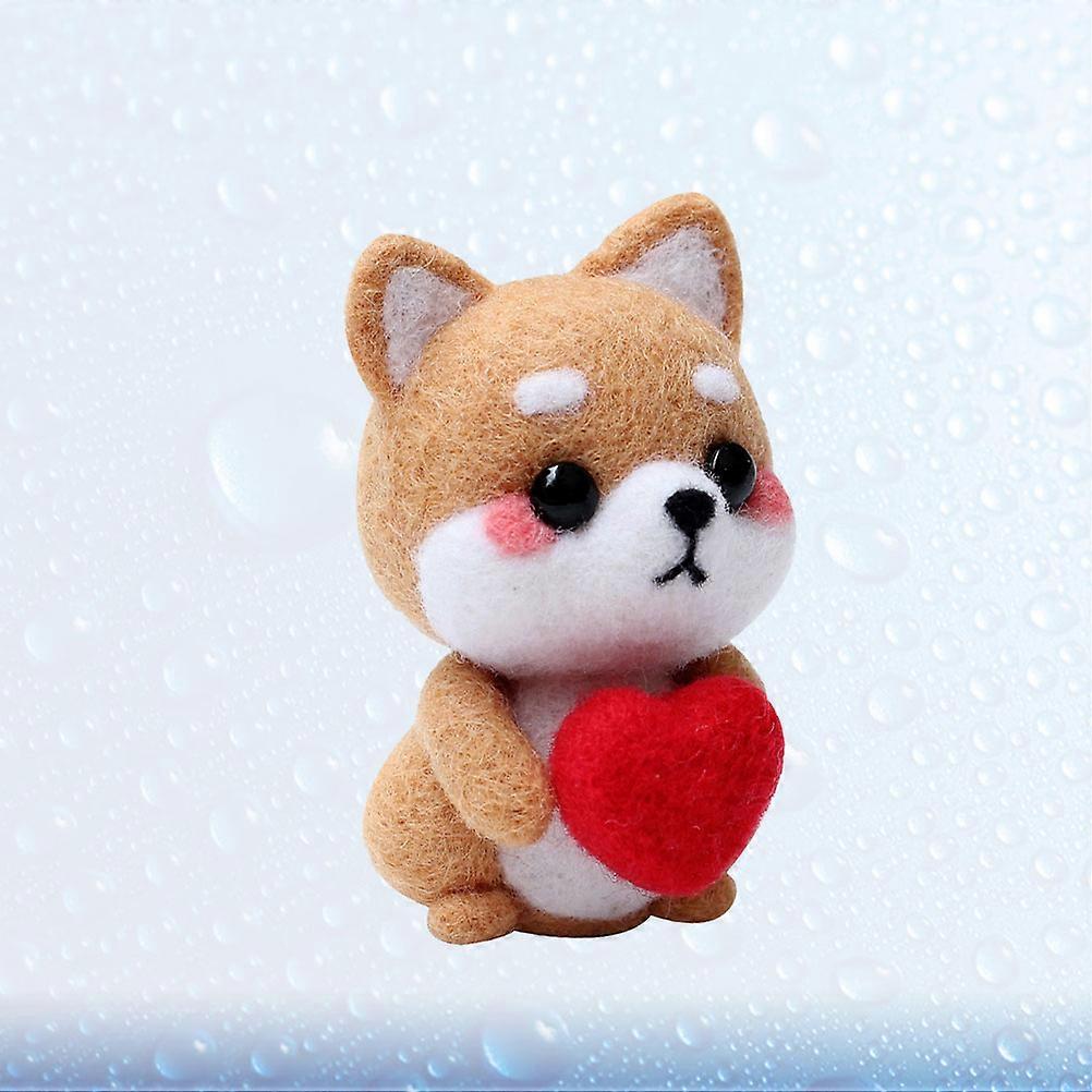 Needling Felting Kit Cartoon Sitting Dog Plush Doll for DIY 2Pcs