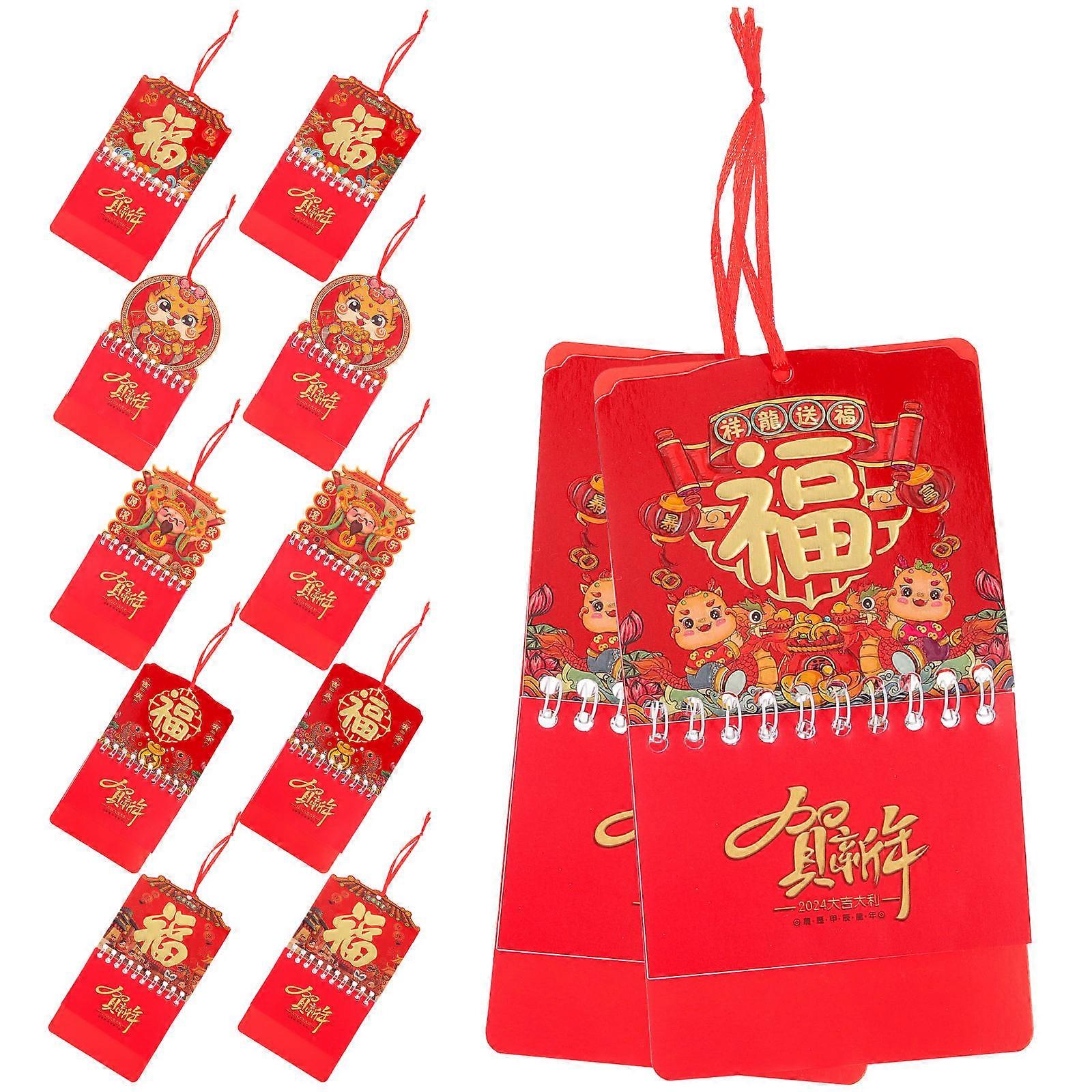 Mini Lunar Year Calendars Wall Calendar for Gift Giving with Paper Material Hanging 12Pcs