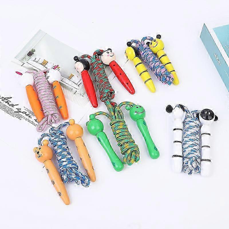 Kids Skipping Rope Random Color Adjustable Children Jump Rope with Wooden Handle for Boys and Girls Exercise Outdoor Activity
