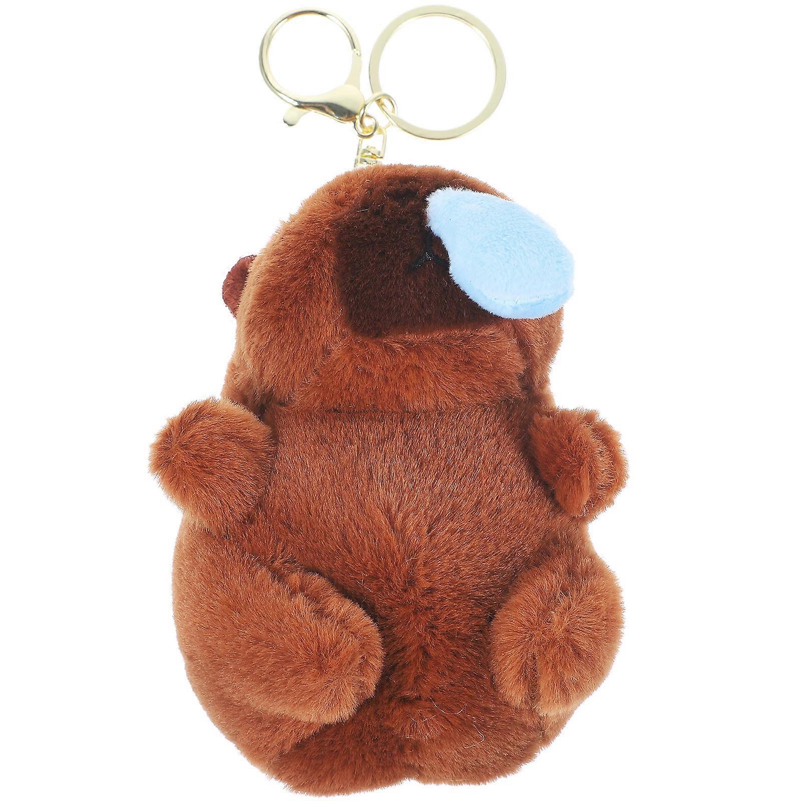 Plush Capybara Keychain Pendant for Backpack Decor 2Pcs Brown Soft Charm