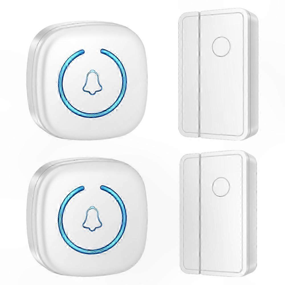 M8 Wireless Door Chime Sensor, 2 Transmitters & 2 Receivers, Visitor Alert for Business Use