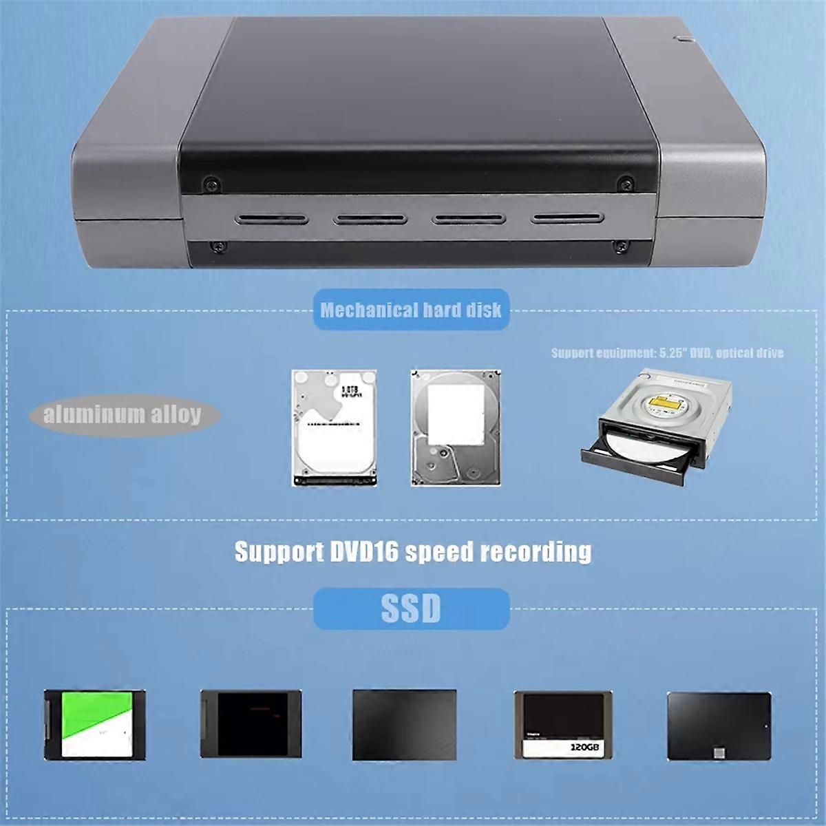 5.25in HDD SSD Enclosure Case USB3.0 to External Hard Drive Case Support DVD SSD HDD Hard Disk Box 16 Speed EU Plug
