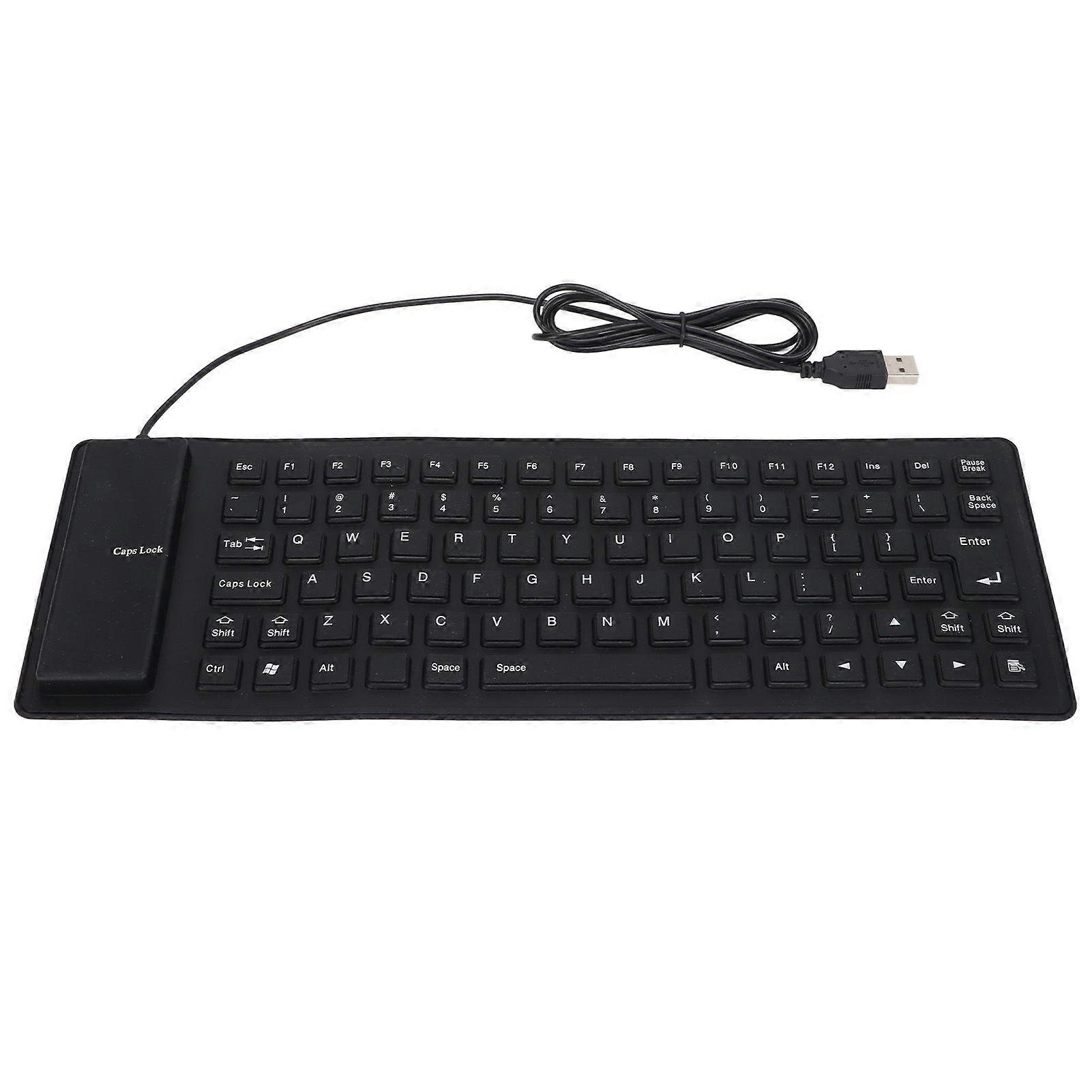 Silicone Keyboard Fully Sealed Design Lightweight Portable Silent Soft Comfortable USB Wired Silicone Keyboard for PCBlack
