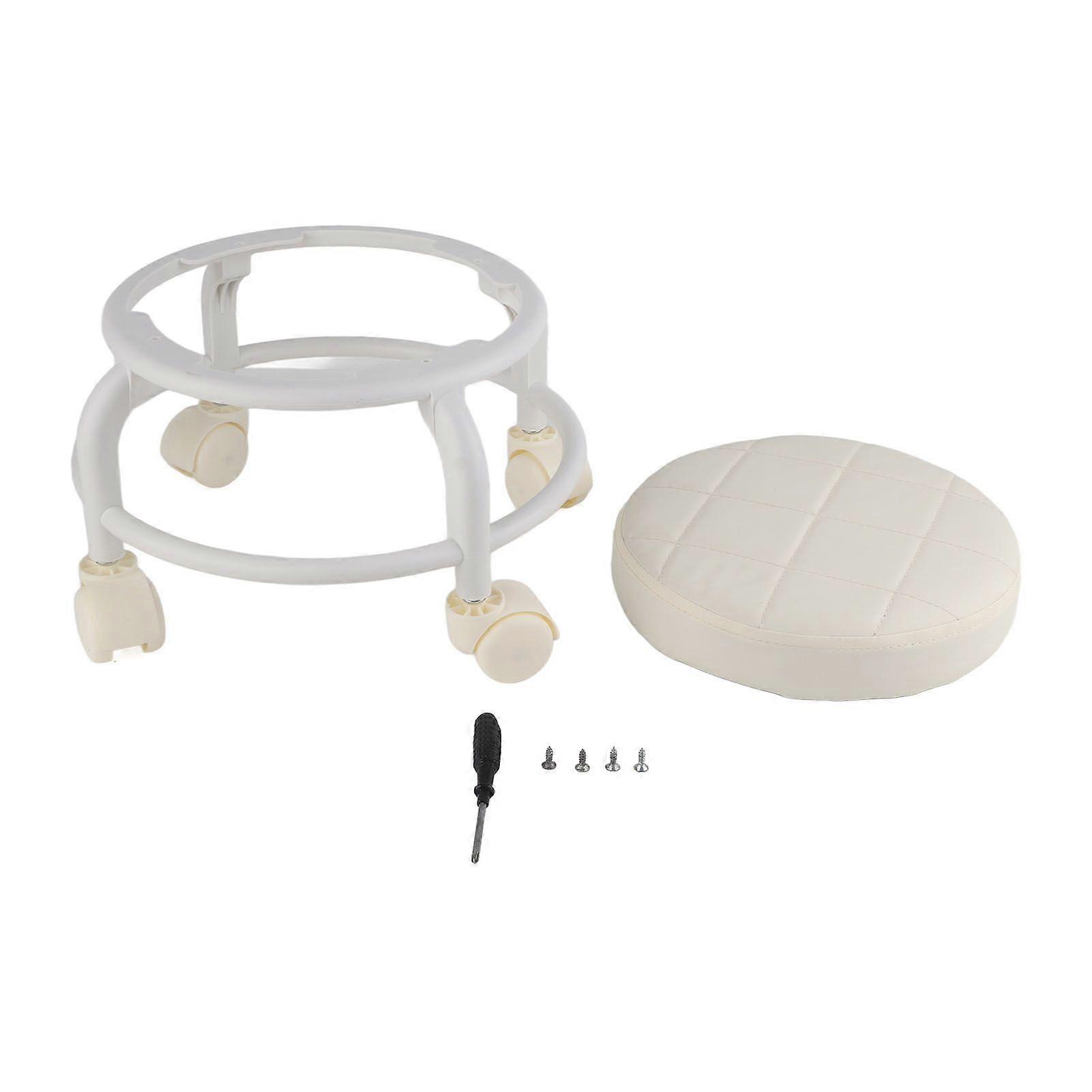 Rolling Ottoman High Density Memory Foam Waterproof Quiet Wheels Double Layers Footrest Stool for Family Office Beige