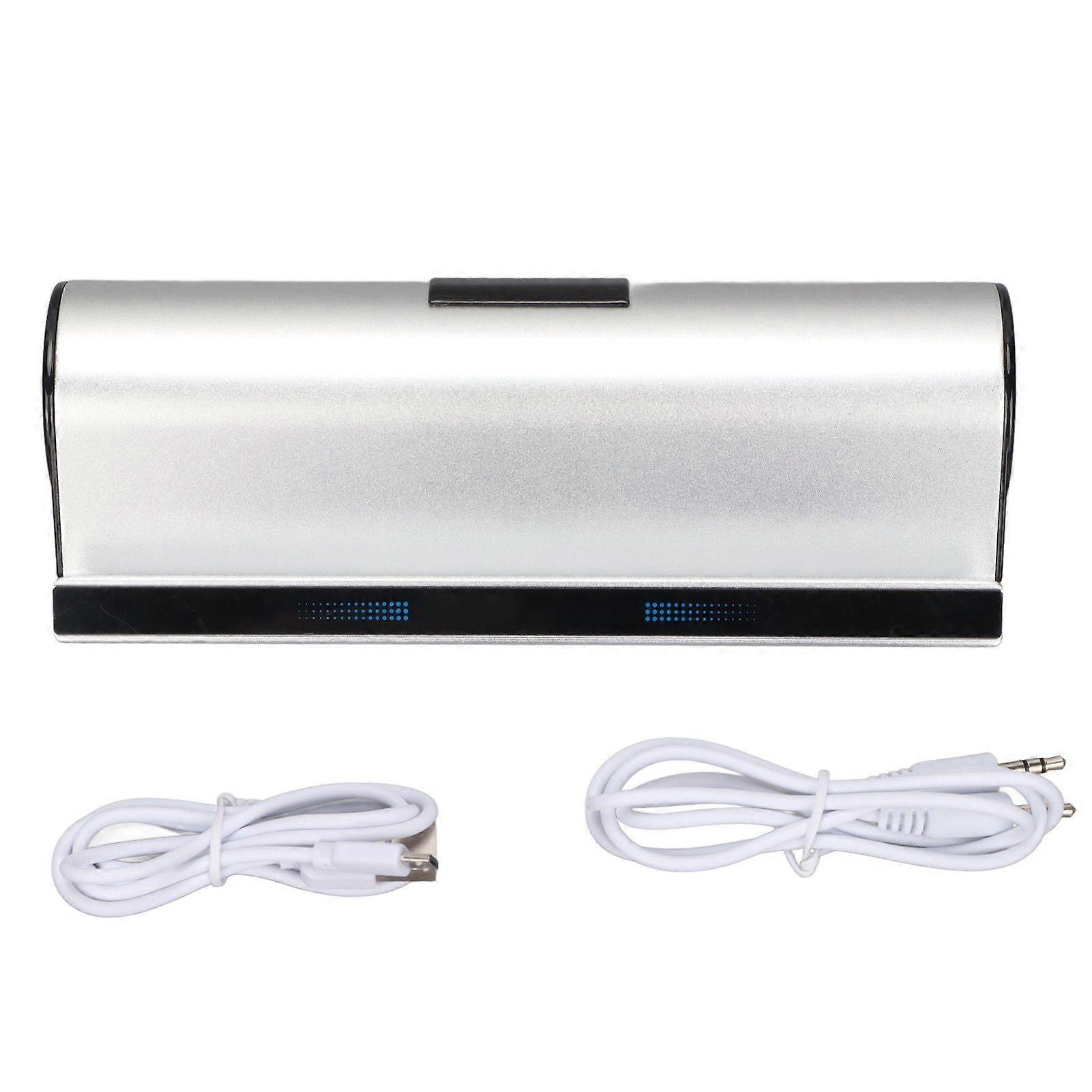 Bluetooth Speaker Stereo Dual Drivers Rechargeable Portable Wireless Holder Speaker for Cellphone TabletSilver