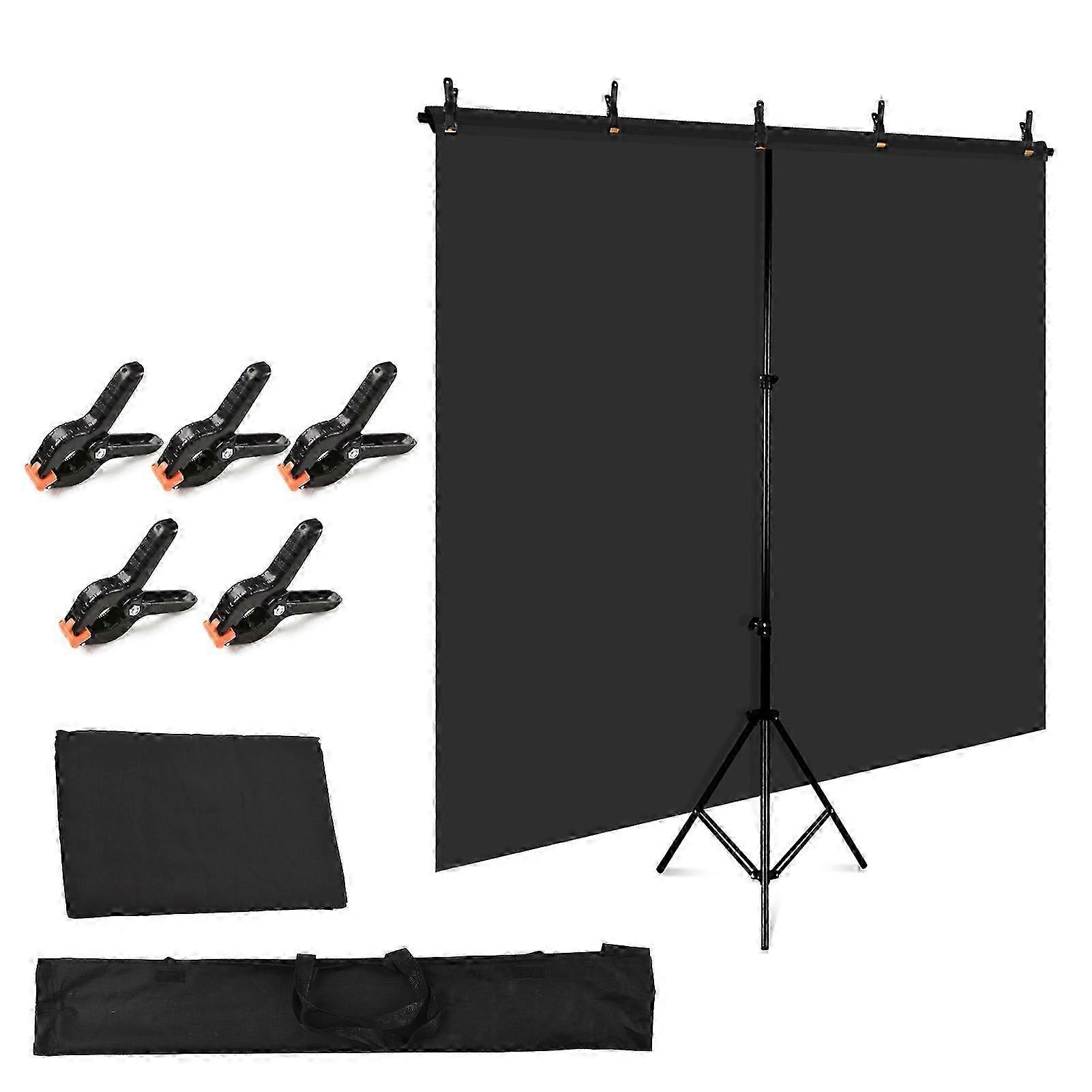 5x7ft Solid Color Backdrop Photography Kit with 5x7ft T-Shaped Background Adjustable Stand 5 Spring Clamps