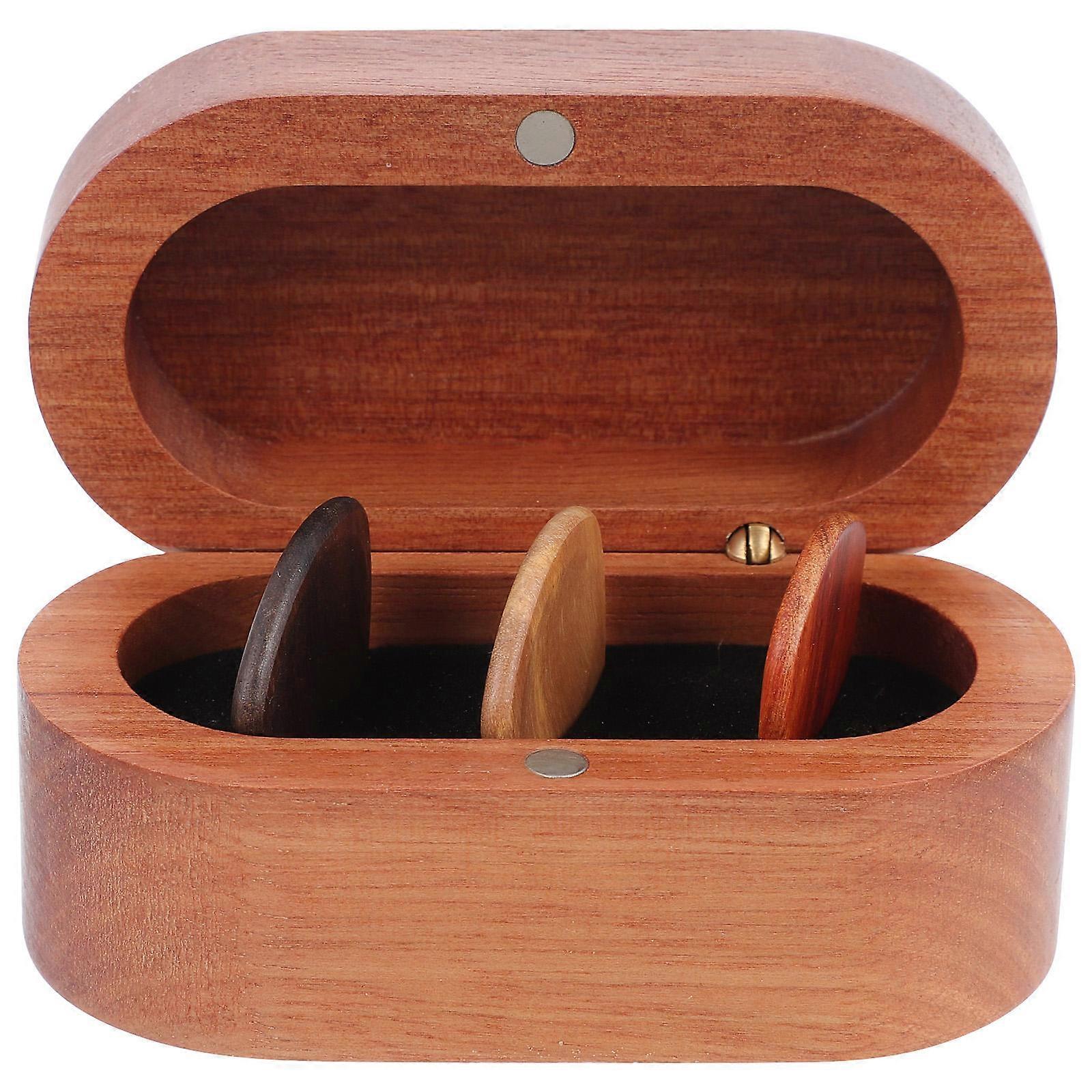 Creative Guitar Pick Case Wooden Storage for 1Set Kit