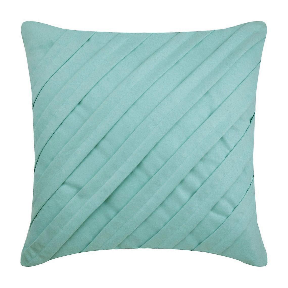 Housse de coussin en imitation daim bleu marine, 35,5 x 35,5 cm, plis texturés, bleu marine clair - Compatible avec insert 35,5 x 35,5 cm