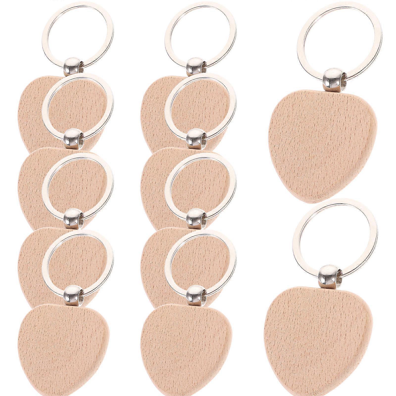 Wood Keychain Blanks for DIY Crafting with 20Pcs Wooden Key Rings