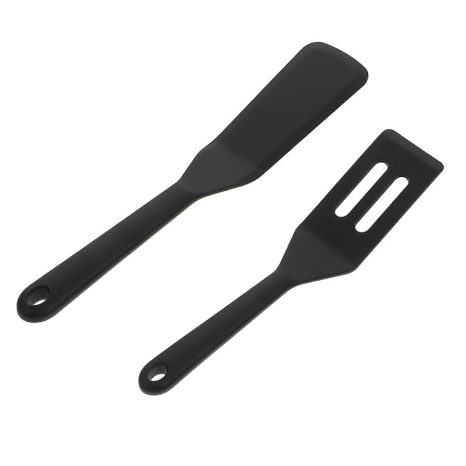 Frying Egg Spatulas 4 Pcs Kitchenware Suitable For Home Dining School Convenient Storage Easy To Clean Black Silicone