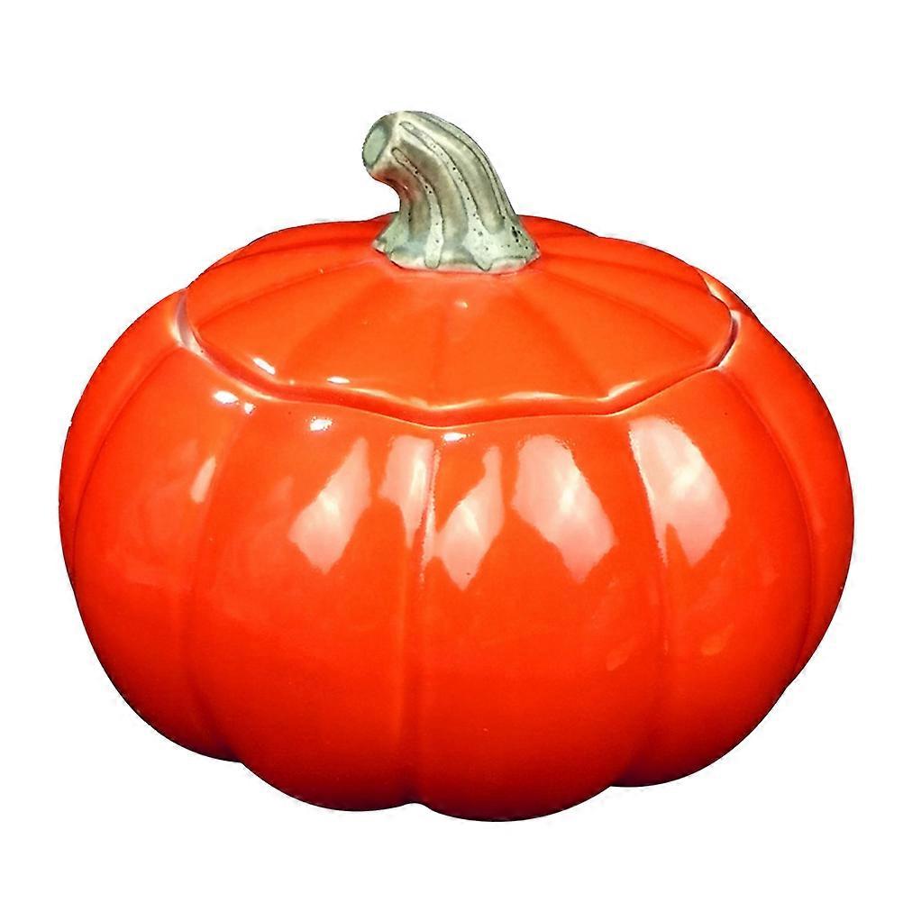 Pumpkin Shape Tea Can Ceramic Storage Container Sealed Moistureproof Red 1Pack Home Use