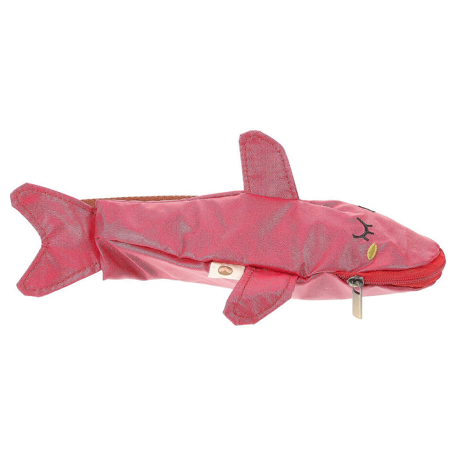 Kawaii Fish Shape Pen Pouch Large-Capacity Storage Bag For Students Daily Study 1Pcs