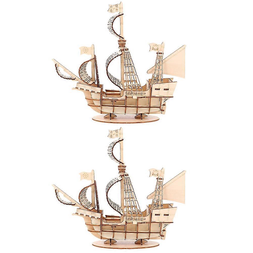 3D Sailboat Wooden Puzzle Kit for Decor 4Sets Wood Model Assemble Toys