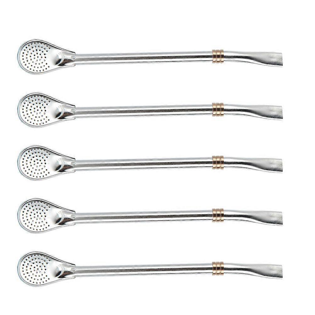 Stainless Steel Straw Spoon for Drinking 15Pcs Silver Mixing Strainer Spoon