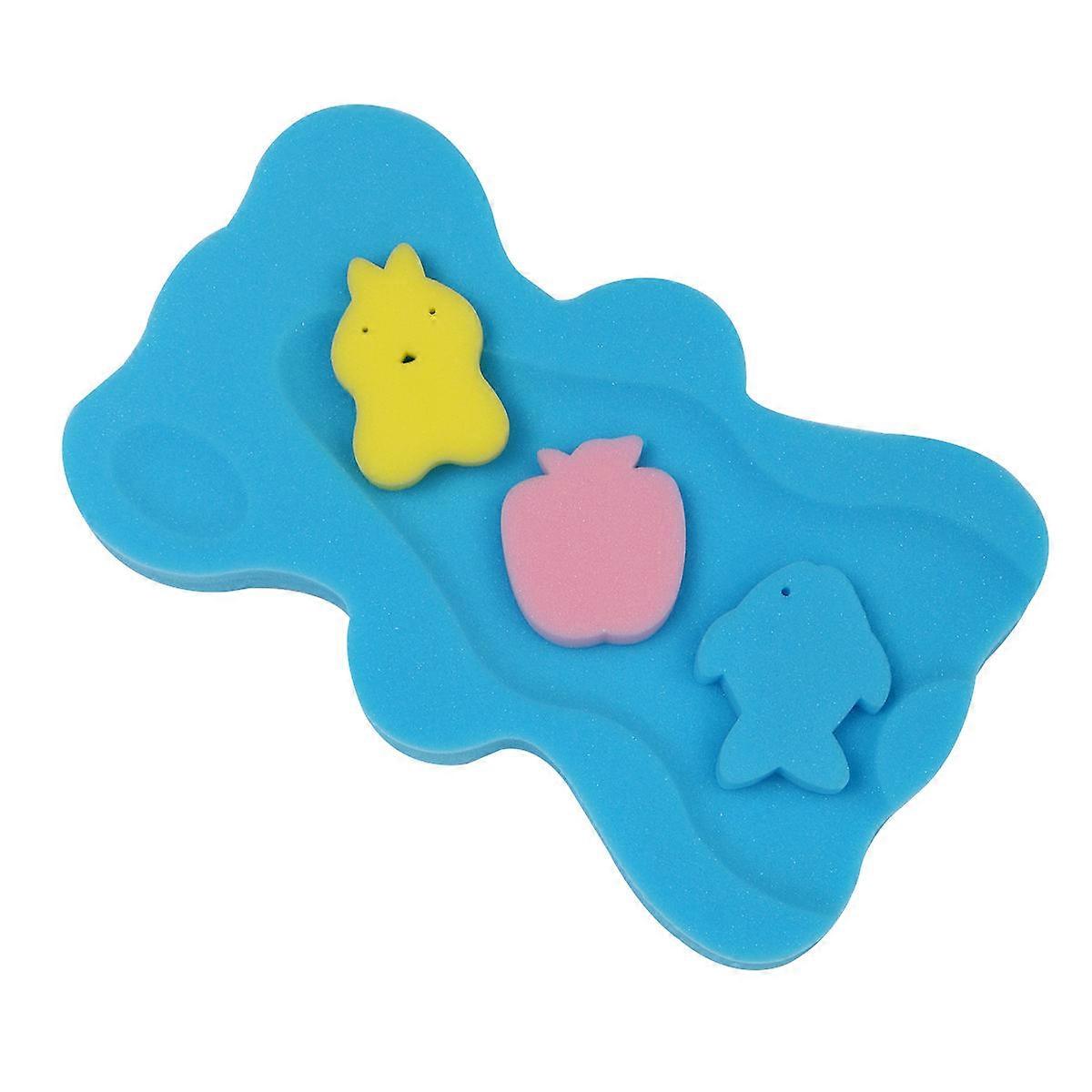 Non Slip Baby Bath Mat for Shower Use 2Pcs Blue Sponge Cushion