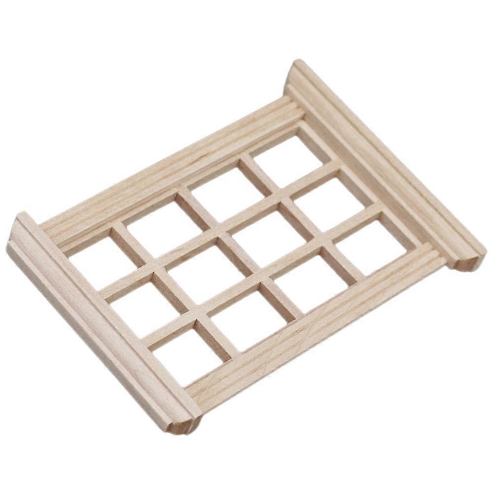 Mini Wooden Doll House Window for Decoration 2Pcs DIY Mini 12-Pane Window
