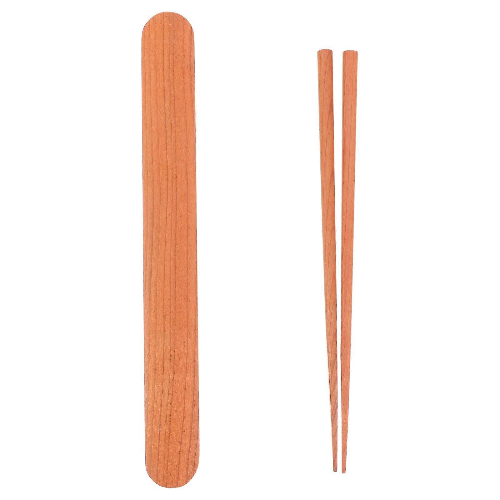 Portable Wooden Chopsticks Set With Case For Dining Picnics And Travel Natural 2 Pairs