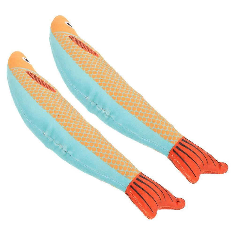 Cat Chew Toy Fish Shape Plush for Kitten Teething 10Pcs Cartoon Style