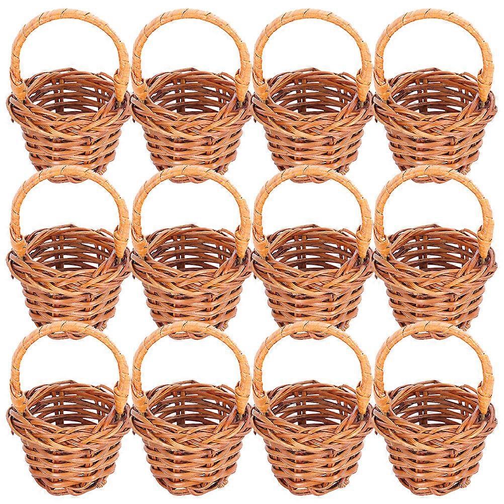 60 Pcs Miniature Basket Handheld Woven For Photography Props Light Brown Rustic Minimalist Design