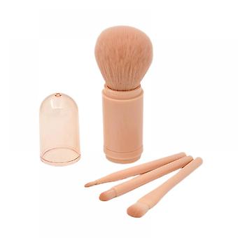 Veeki Four-in-one makeup brush, loose powder brush, mini eye brush, retractable and portable beauty makeup toolorange