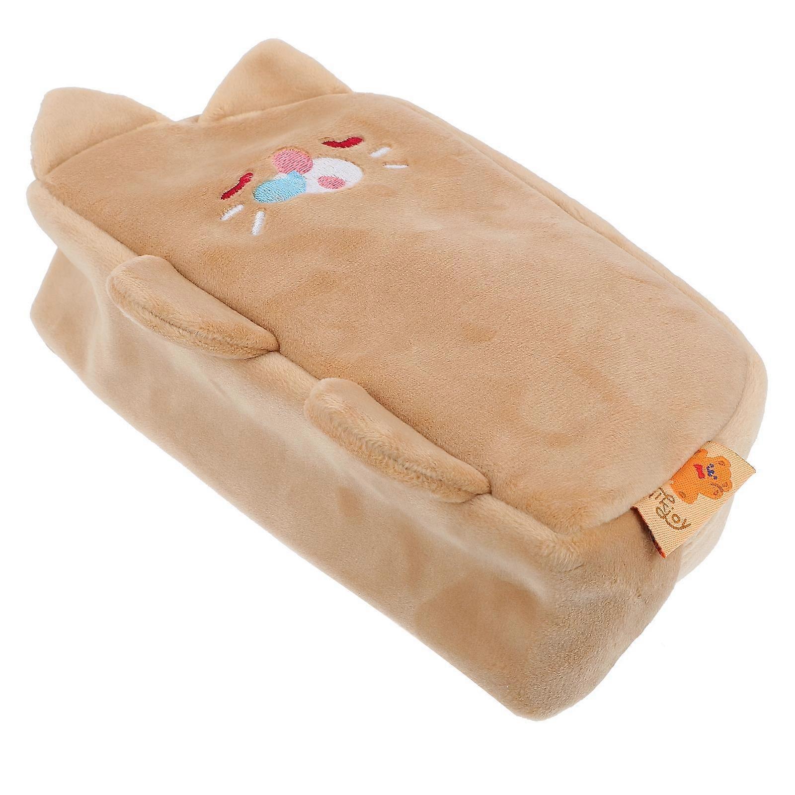 Cartoon Pencil Bag Cat Plush Stationery Case for Storage Use 2Pcs Set