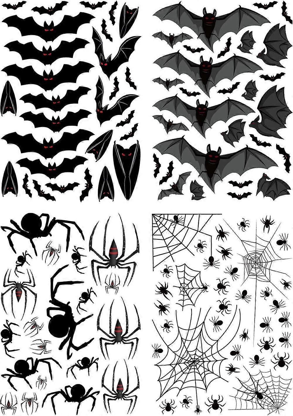 Sets/110 pcs halloween 3d spider mouse cobweb wall decal canvas
