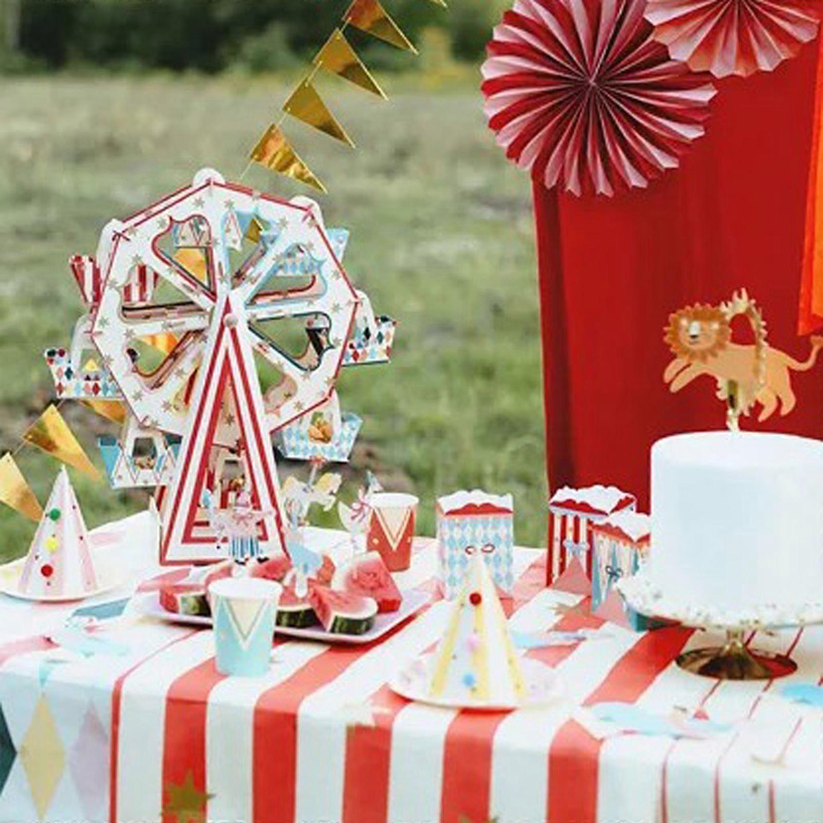 Vibrant Carnival Funfair Snack Stand Ferris Wheel in Red and Green Centrepiece - 33x48 cm