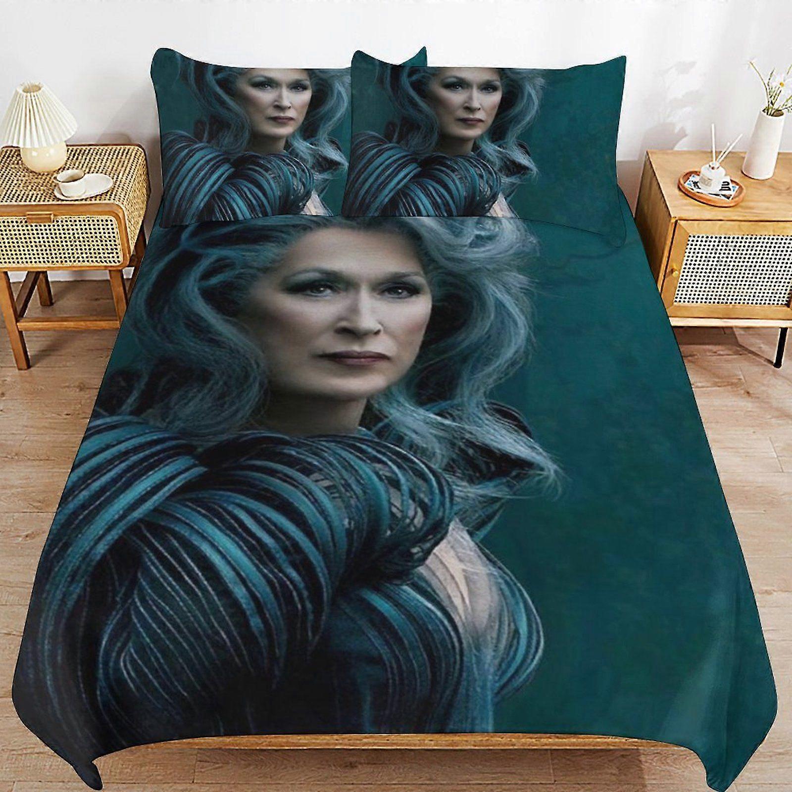 w317 Meryl Streep Practical Zip Function Smooth Bedding Surface Soft Layer Duvet Cover Sets for Rest Night u317