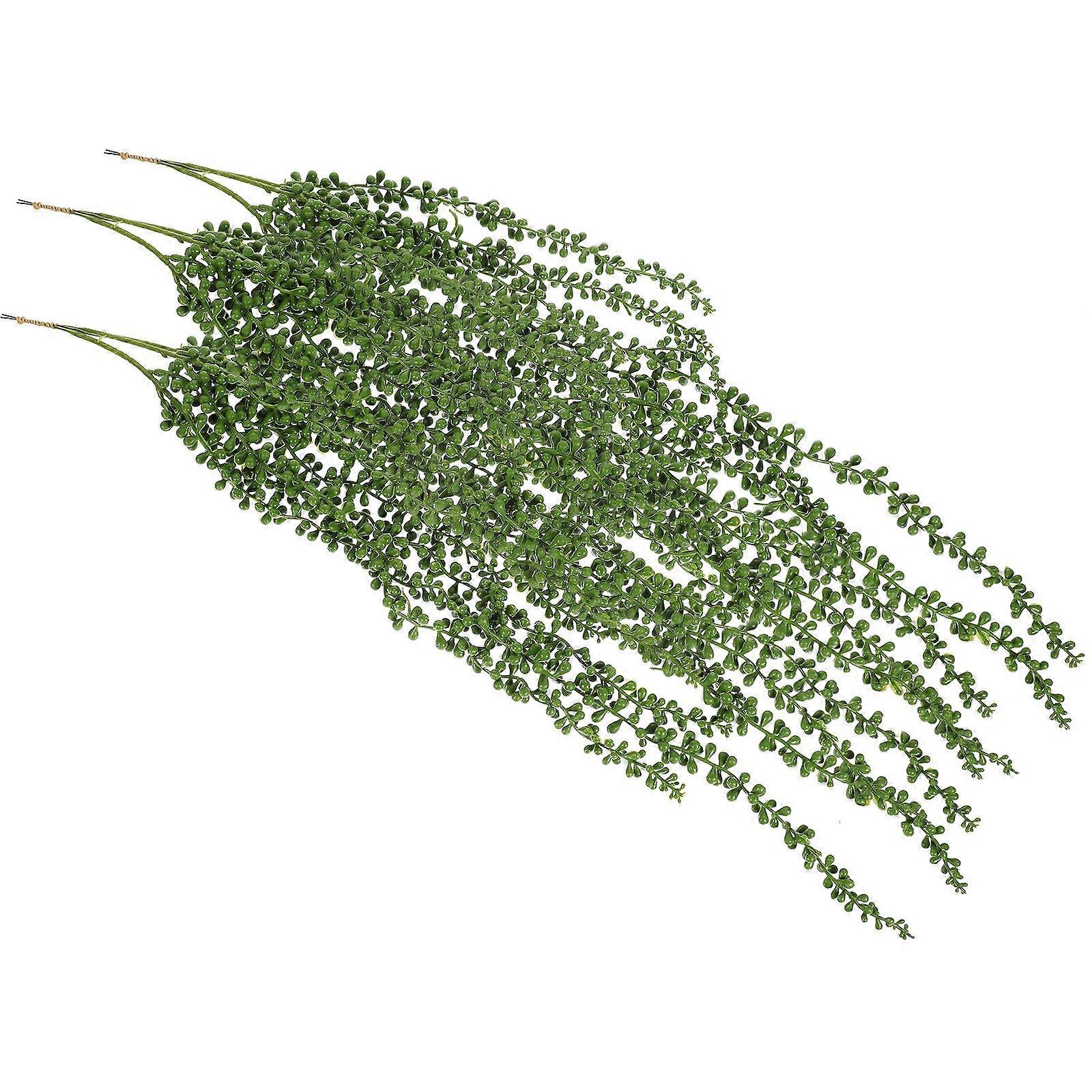 Artificial Greenery Hanging Plants 3Pcs String Of Pearls Shape Indoor And Outdoor Decoration Green Plastic Non-Withering
